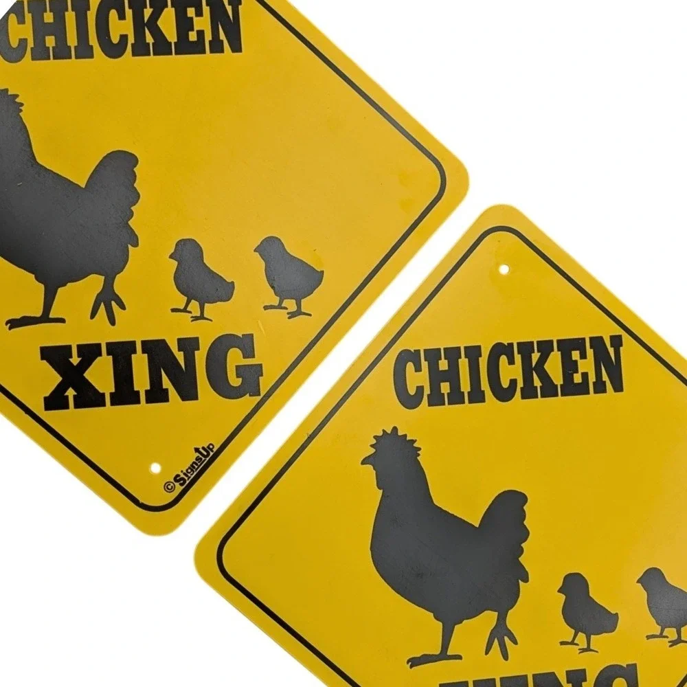 2- SignUp 18120 Chicken Xing Novelty Metal Sign 12x12 Aluminum Yellow Black